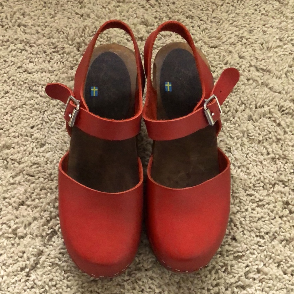 Lotta From Stockholm Swedish Clogs Size 7 Size 38 Red